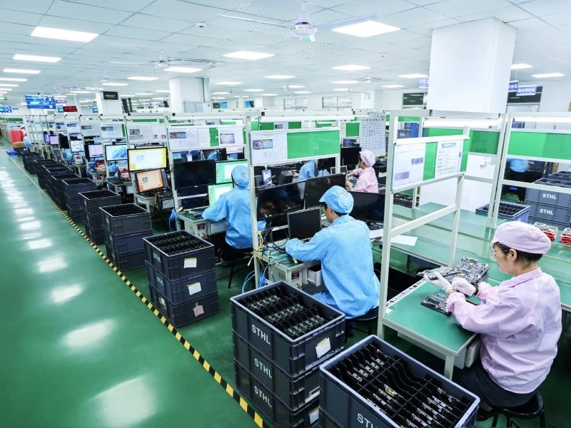 STHL PCBA functional testing line with multiple production workstations